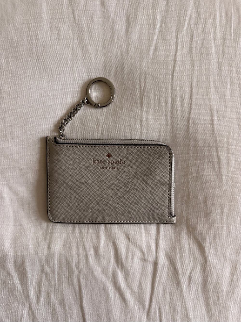 kate spade New York Gray Zip Card Holder Keychain